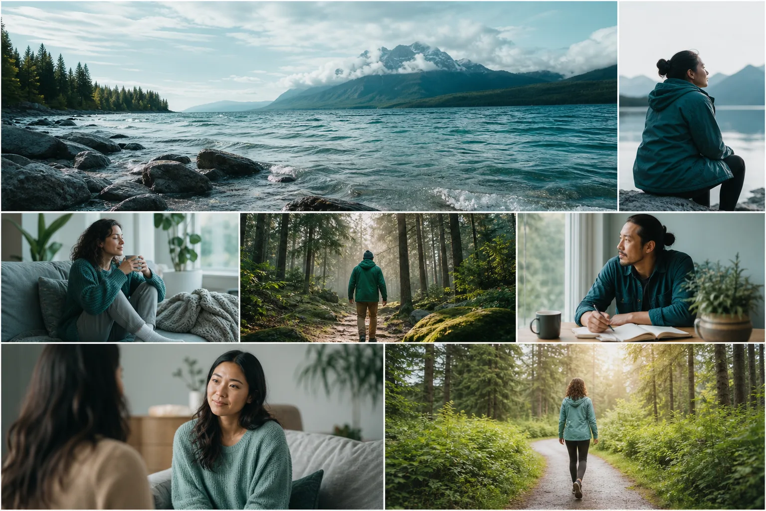 Person practising a calm grounding pause at home